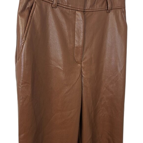 Aritzia Babaton Agency Pants, High Waist, Vegan Leather, Straight Leg, Cognac, 8 - Picture 10 of 11